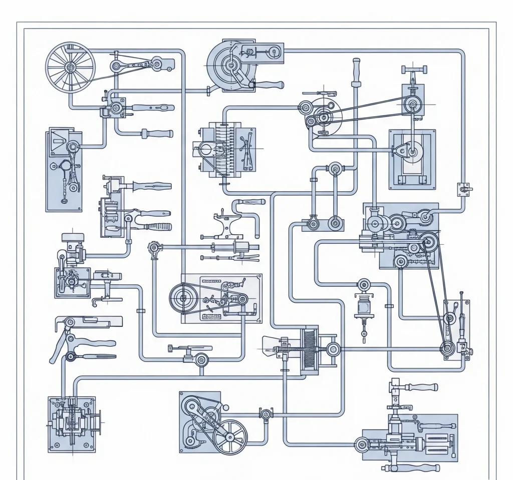 blueprint of interconnected tools